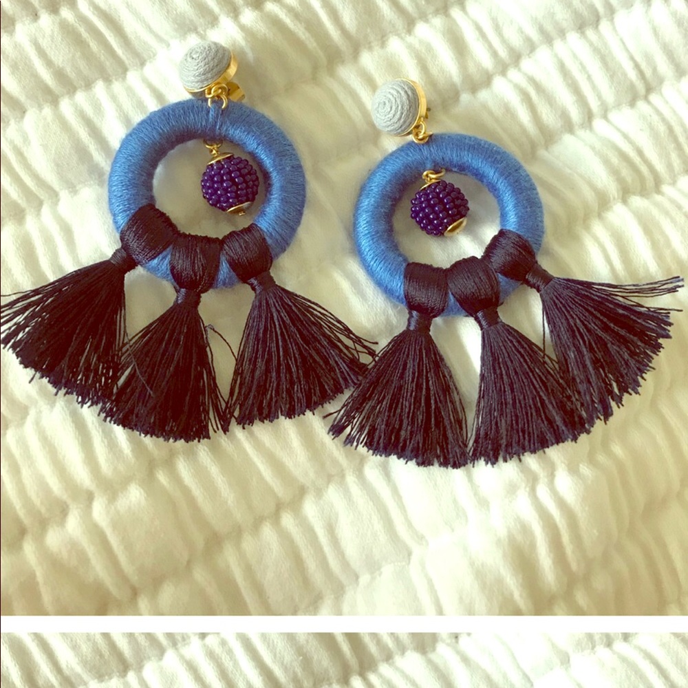 Navy Tassel Earrings